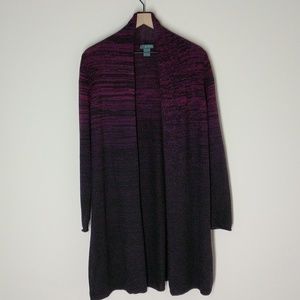 Griffen Cashmere purple/black ombre open duster